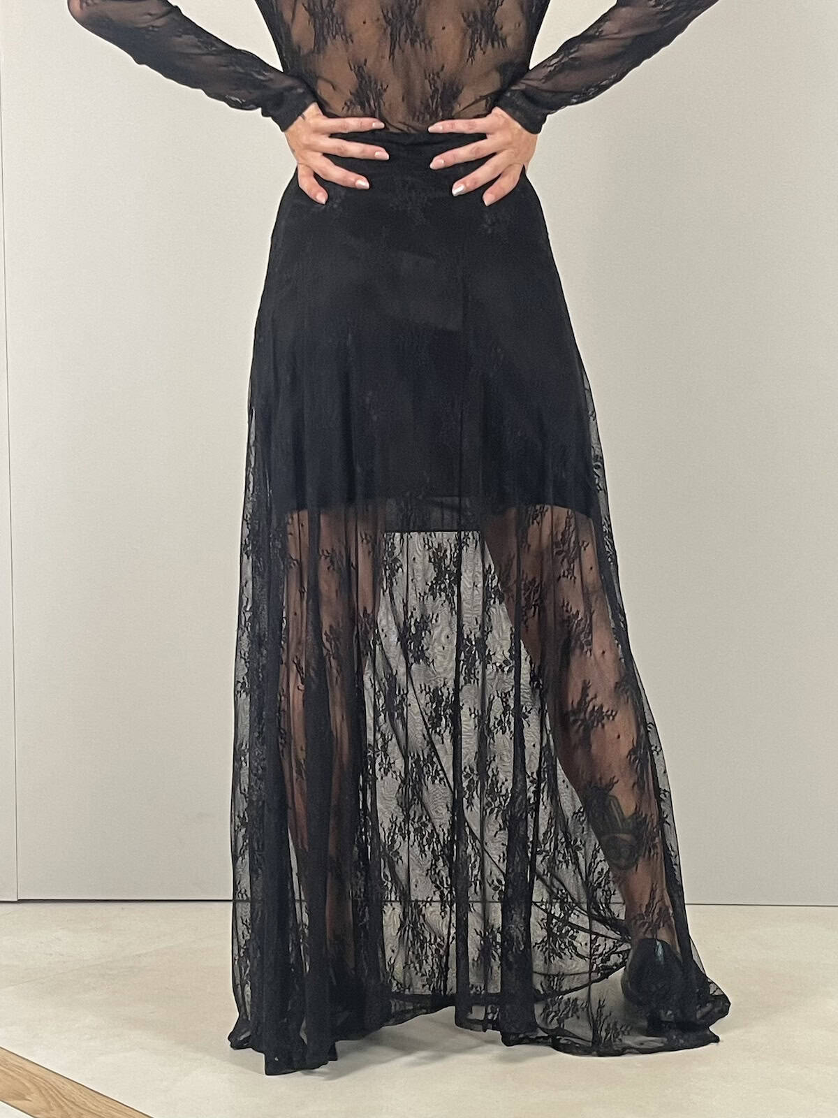 Sottogonna Mewa Donna Modello Nadia, In Viscosa, Con Pizzo, Antistatica, Lunghezza Al Ginocchio
