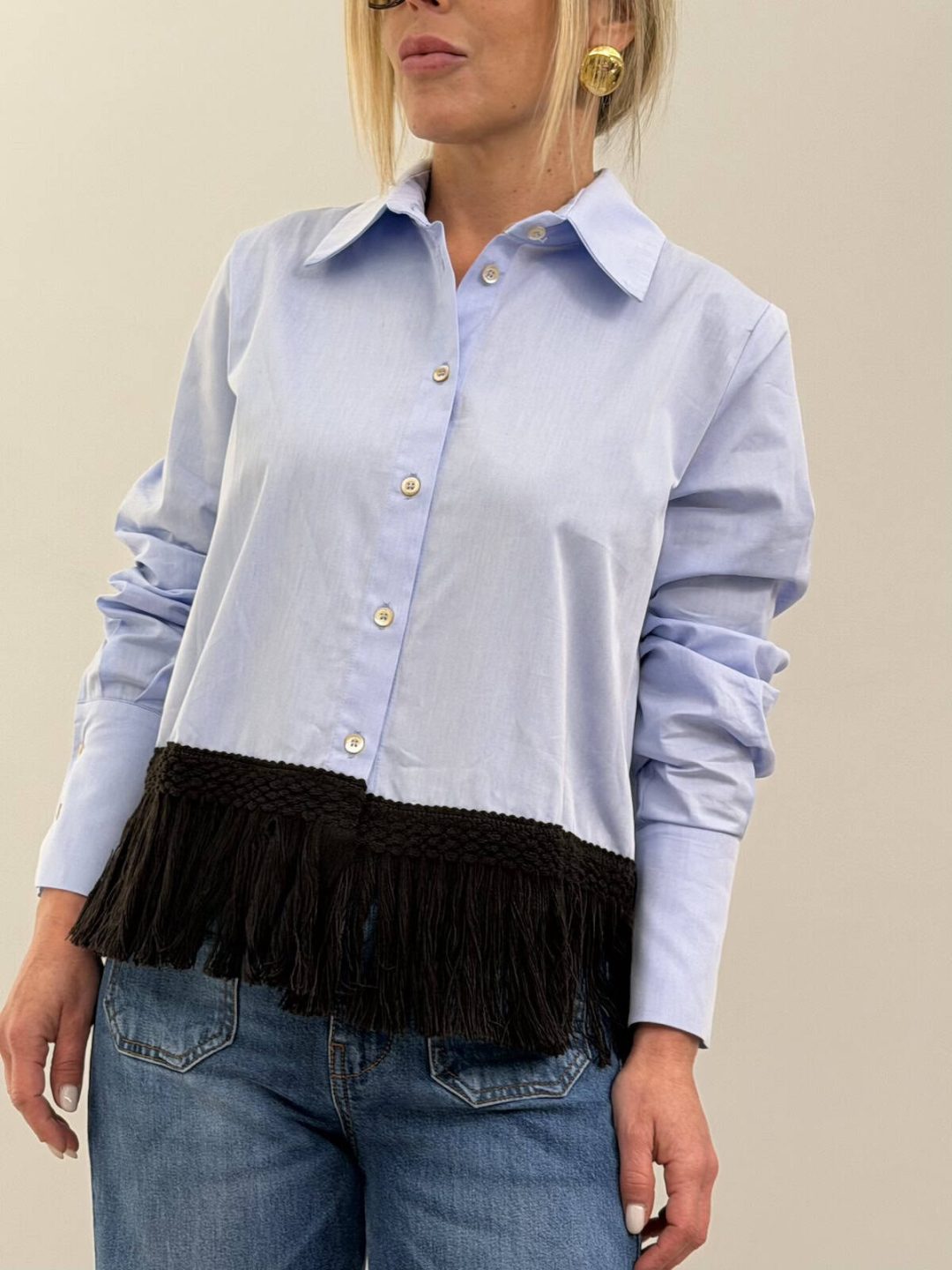 Camicia Di Lino Vittoriana, Camicetta Di Lino Con Frange, Camicia - Foto 3