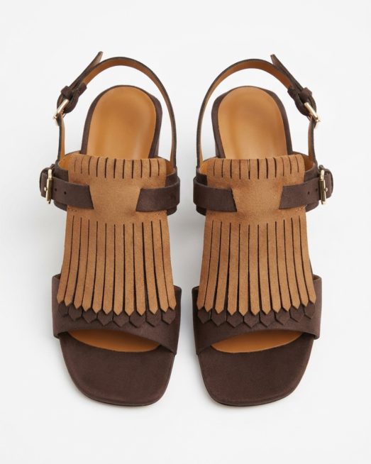 LF763K024CAM - Sandali con tacco donna in camoscio - Ovyé